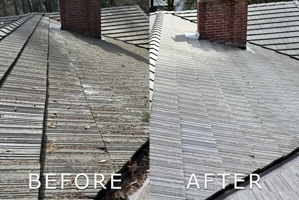 Roof Cleaning in Salem, Oregon | Moss Removal Service Roof Cleaning Before and After Salem Oregon | Moss Removal Results Moss Boss Roofing Salem Oregon