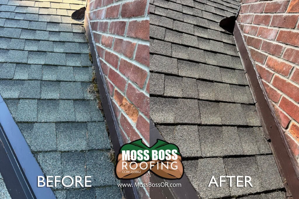 Roof Cleaning in Salem, Oregon | Moss Removal Service Roof Cleaning Before and After Salem Oregon | Moss Removal Results Moss Boss Roofing Salem Oregon