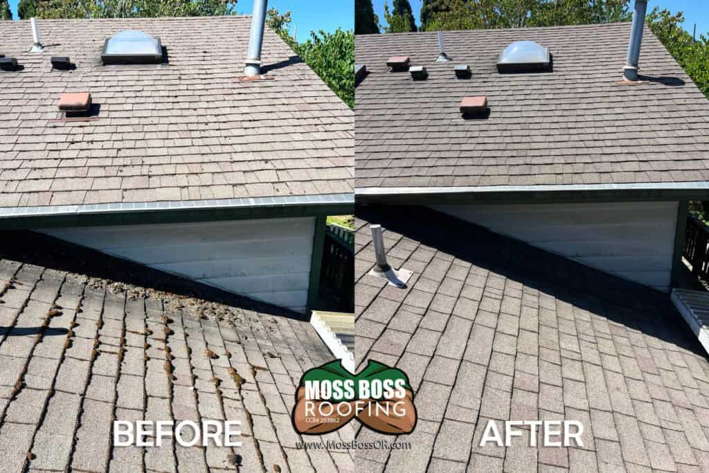 Roof Cleaning in Salem, Oregon | Moss Removal Service Roof Cleaning Before and After Salem Oregon | Moss Removal Results Moss Boss Roofing Salem Oregon