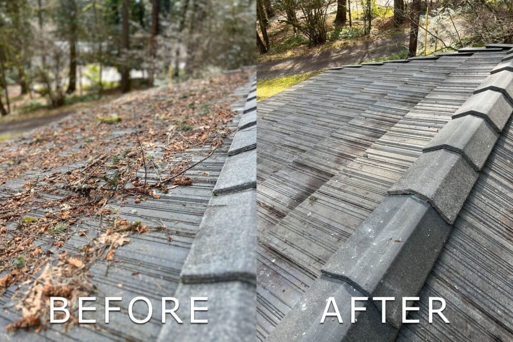 Roof Cleaning in Salem, Oregon | Moss Removal Service Roof Cleaning Before and After Salem Oregon | Moss Removal Results Moss Boss Roofing Salem Oregon