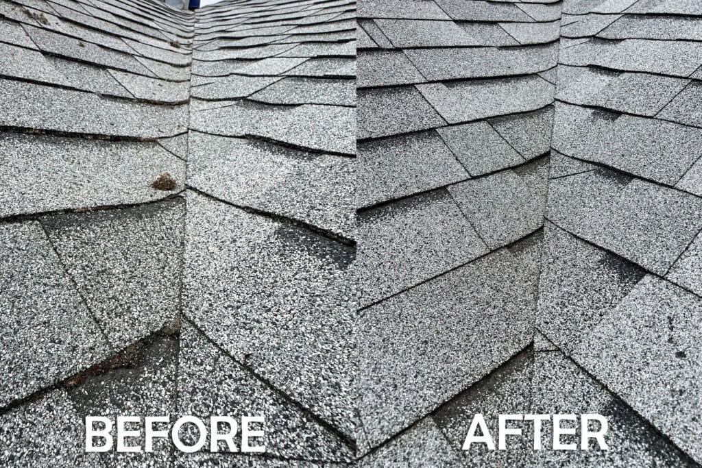 Roof Cleaning in Salem, Oregon | Moss Removal Service Roof Cleaning Before and After Salem Oregon | Moss Removal Results Moss Boss Roofing Salem Oregon