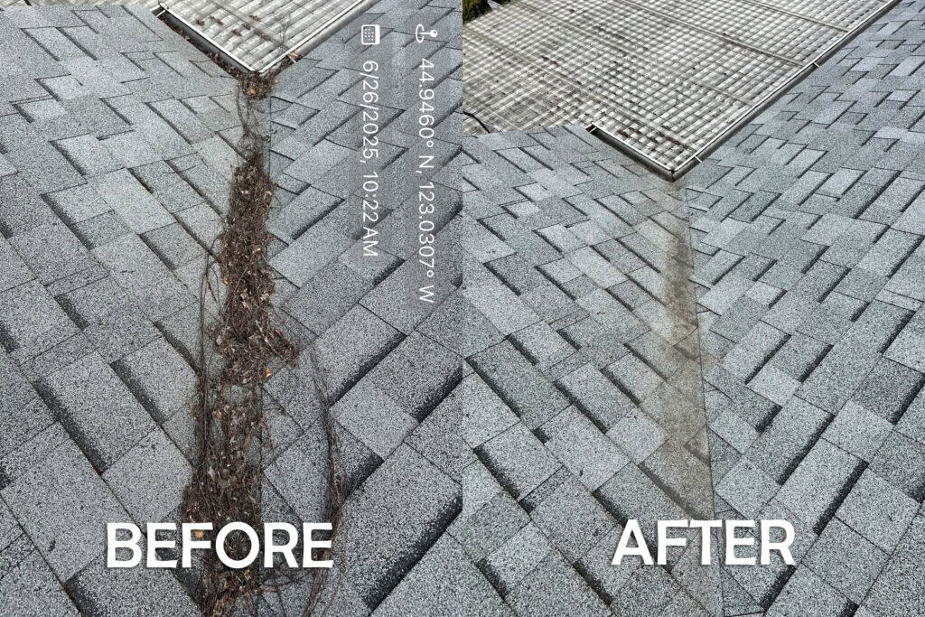 Roof Cleaning in Salem, Oregon | Moss Removal Service Roof Cleaning Before and After Salem Oregon | Moss Removal Results Moss Boss Roofing Salem Oregon