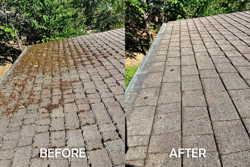 Roof Cleaning in Salem, Oregon | Moss Removal Service Roof Cleaning Before and After Salem Oregon | Moss Removal Results Moss Boss Roofing Salem Oregon