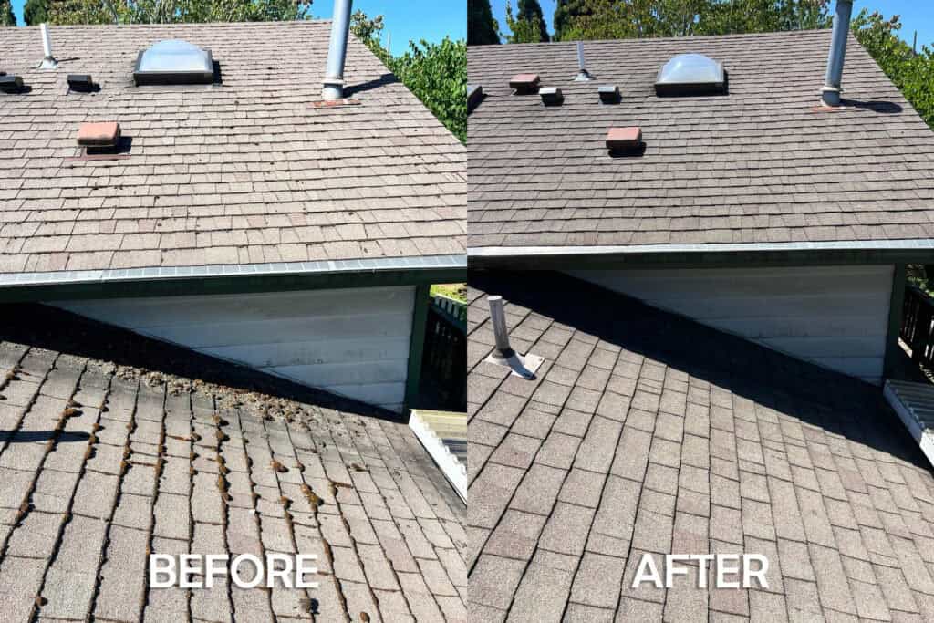 Roof Cleaning in Salem, Oregon | Moss Removal Service Roof Cleaning Before and After Salem Oregon | Moss Removal Results Moss Boss Roofing Salem Oregon