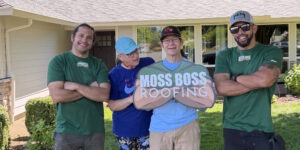 Residential roof replacement project in Salem Oregon showing new roof installation by Moss Boss Roofing