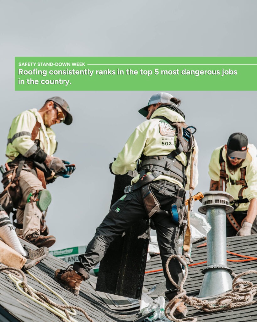 roofer working on steep roof highlighting dangerous working conditions